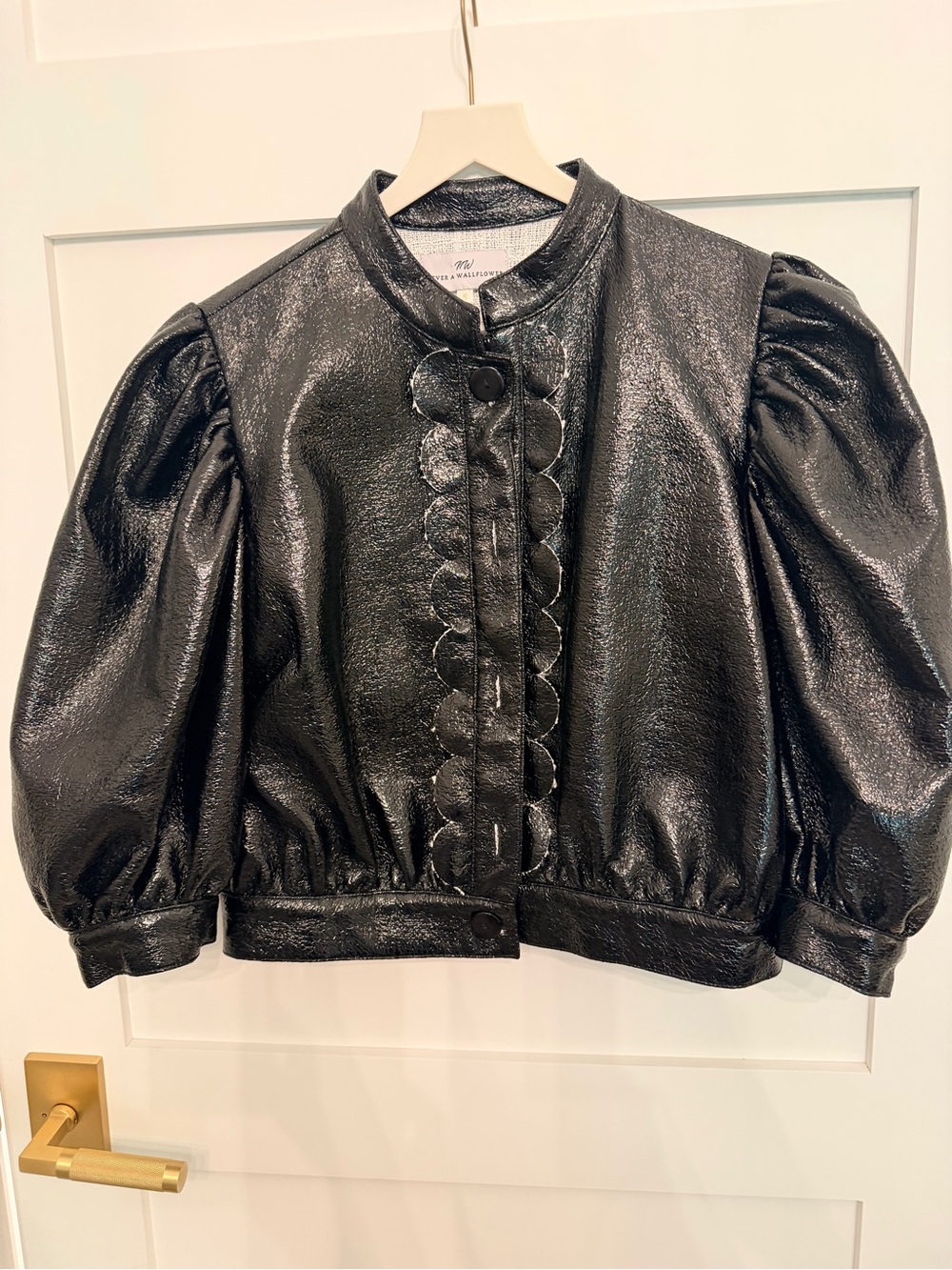 Never a wallflower faux leather cropped jacket